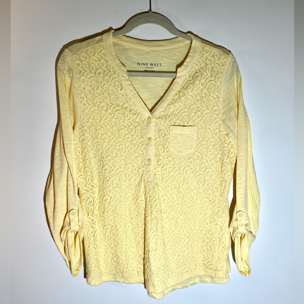 Nine West Lace Long Sleeve V-neck